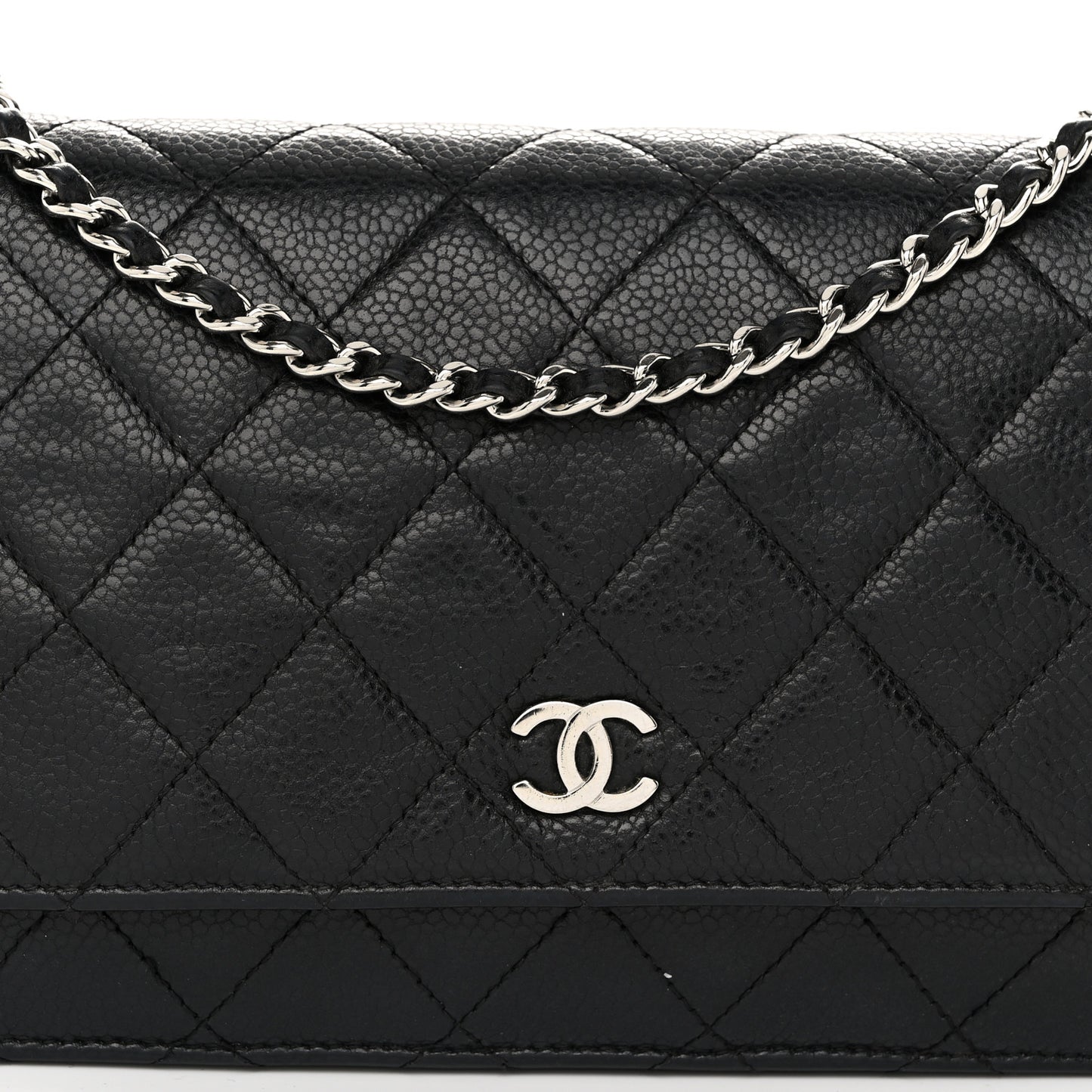 Caviar Quilted Wallet on Chain WOC Black