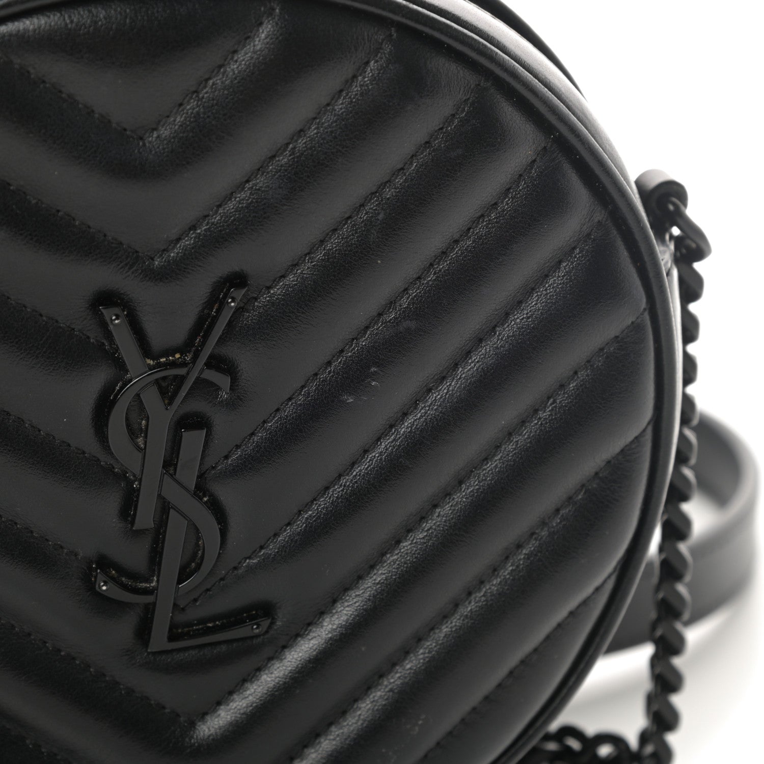 Saint Laurent Calfskin Matelasse Chevron Round Vinyle Camera Bag Black 11 of 13