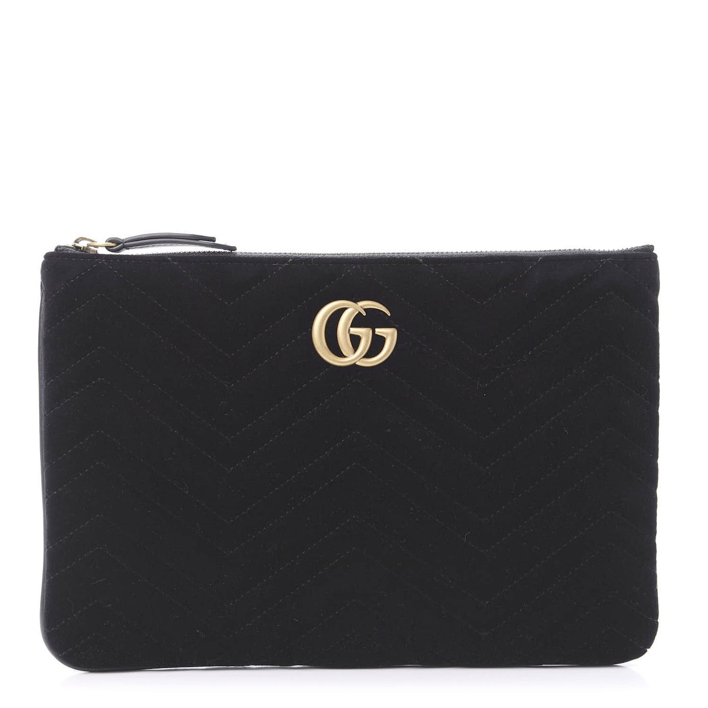 Velvet Matelasse GG Marmont Zip Pouch Black