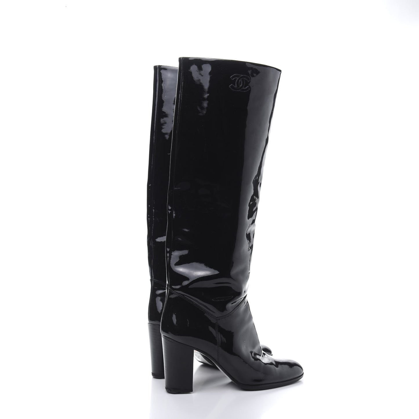 Patent CC Knee High Boots 40 Black