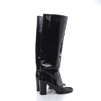 Chanel Patent CC Knee High Boots 40 Black 5 of 7
