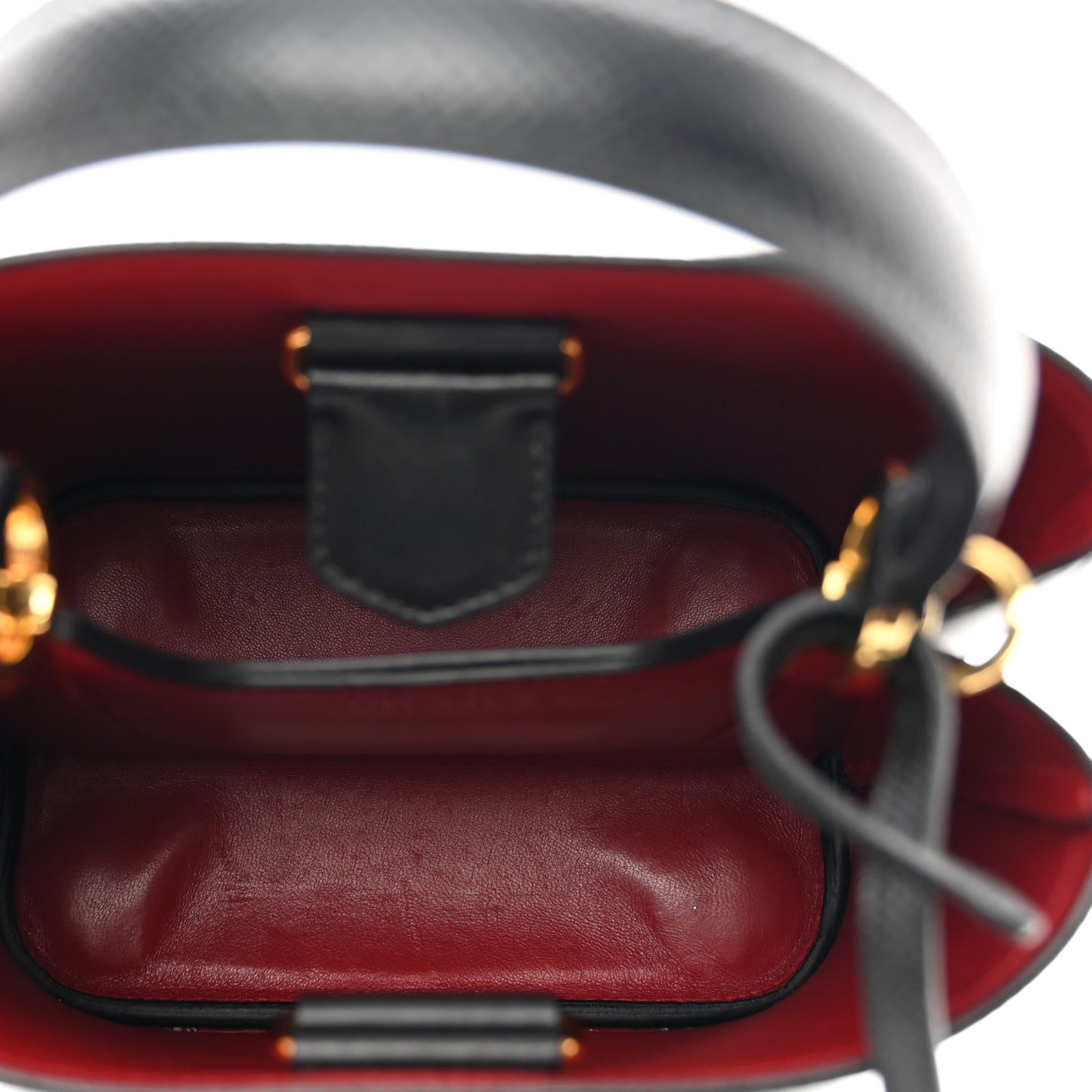 Saffiano Cuir Small Panier Bucket Bag Black Fuoco