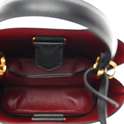 Prada Saffiano Cuir Small Panier Bucket Bag Black Fuoco 6 of 9