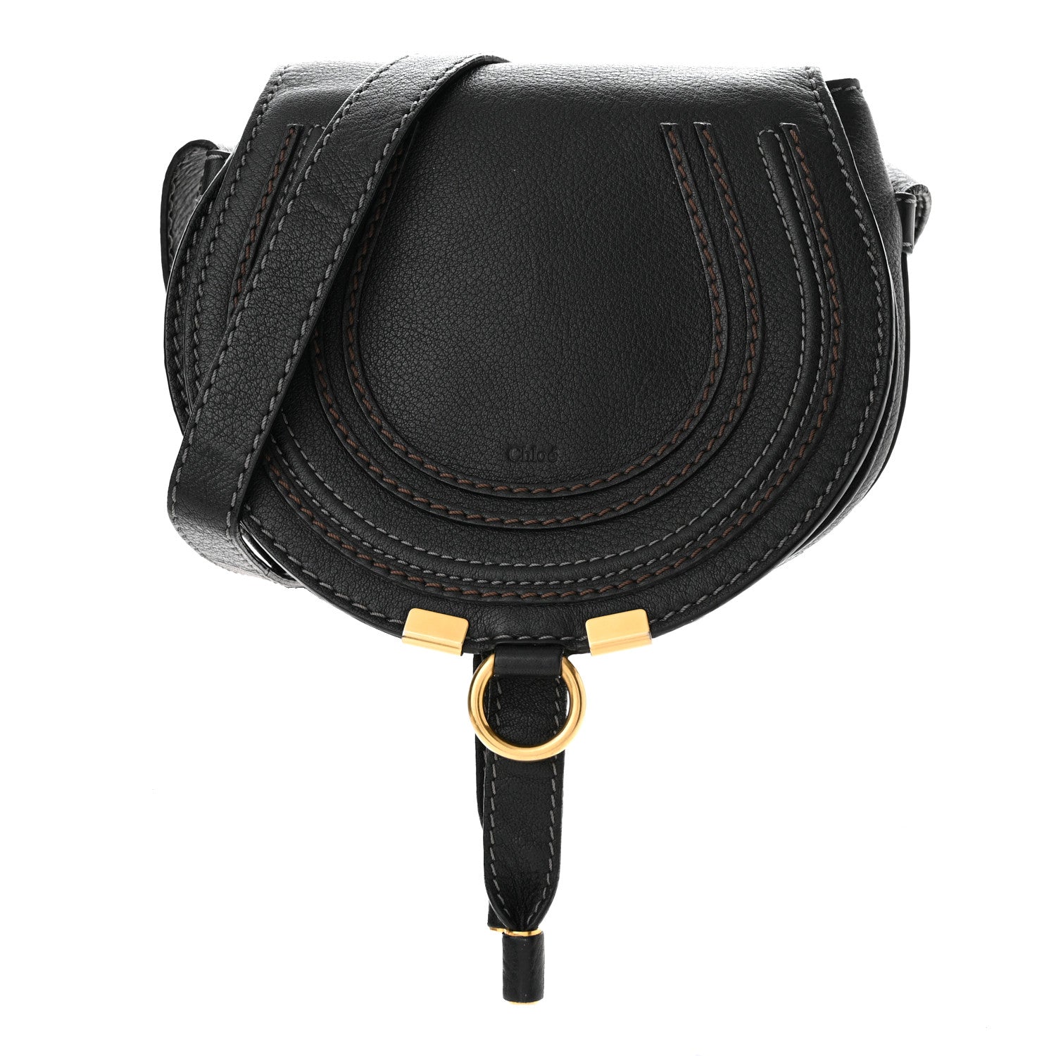 Chloe Calfskin Mini Marcie Round Crossbody Bag Black 1 of 10