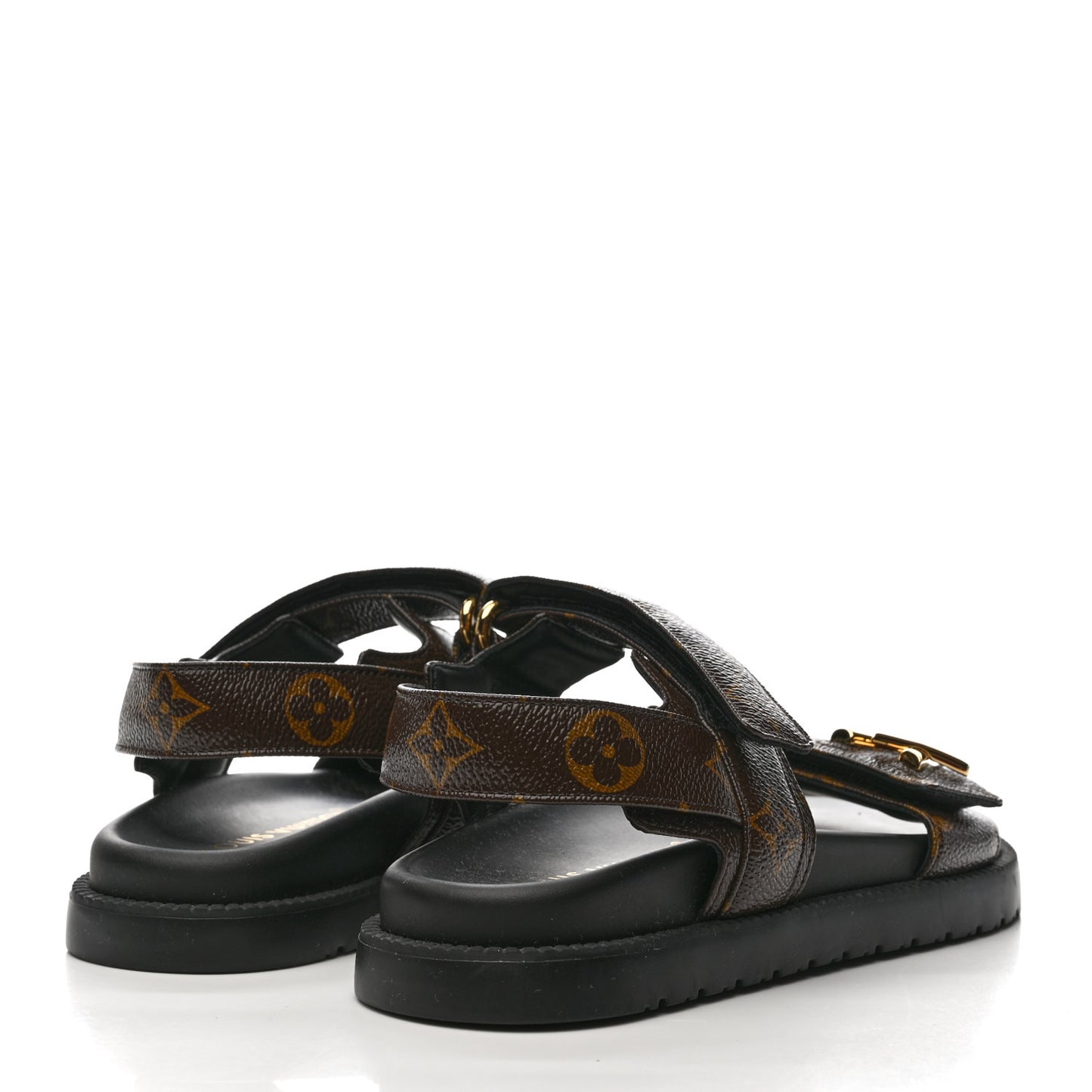 Monogram LV Sunset Comfort Flat Sandals 36 Cacao Brown