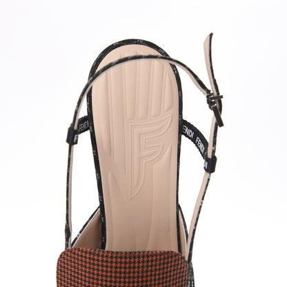 Fendi Fabric Jacquard Ffreedom Slingback Pumps 38.5 8 of 11