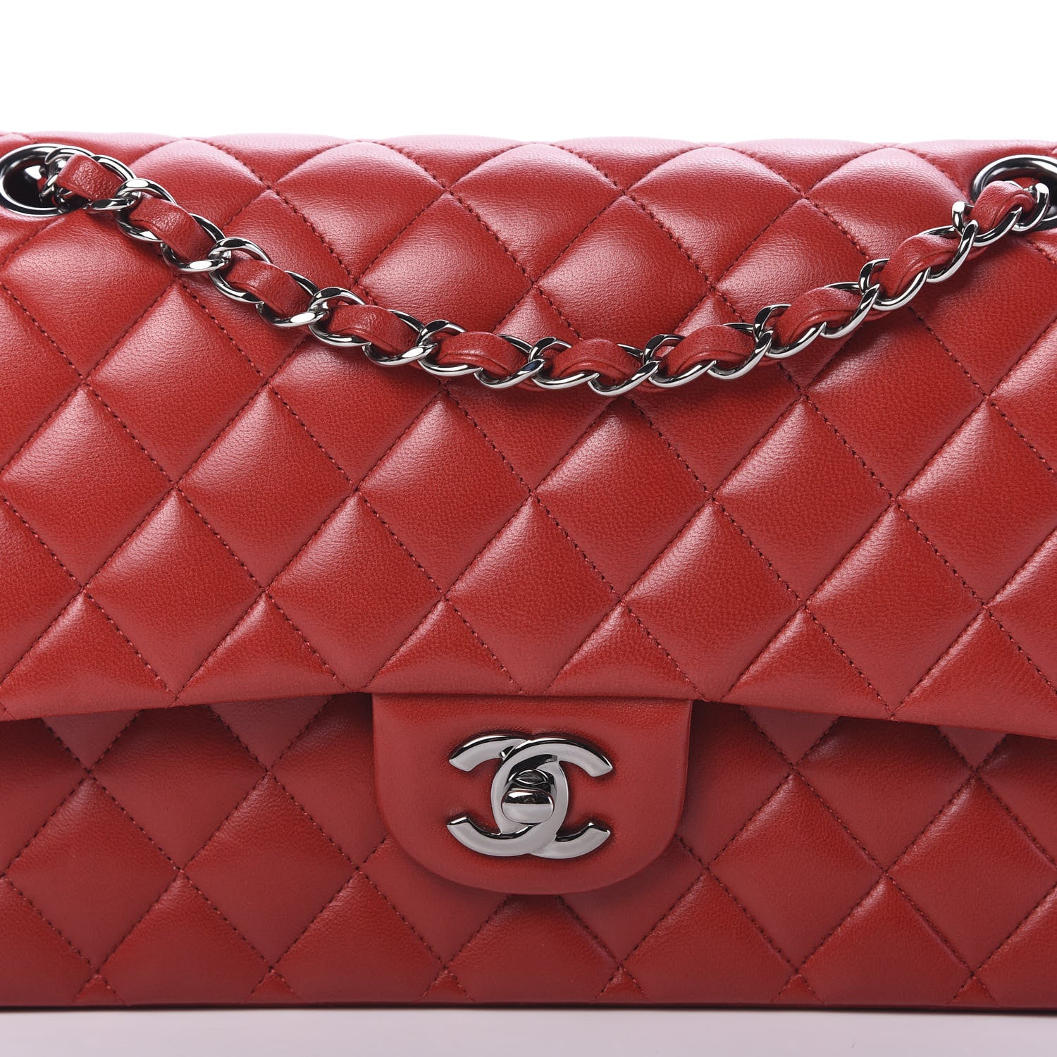 Chanel Lambskin Quilted Medium Double Flap Red 12 of 12