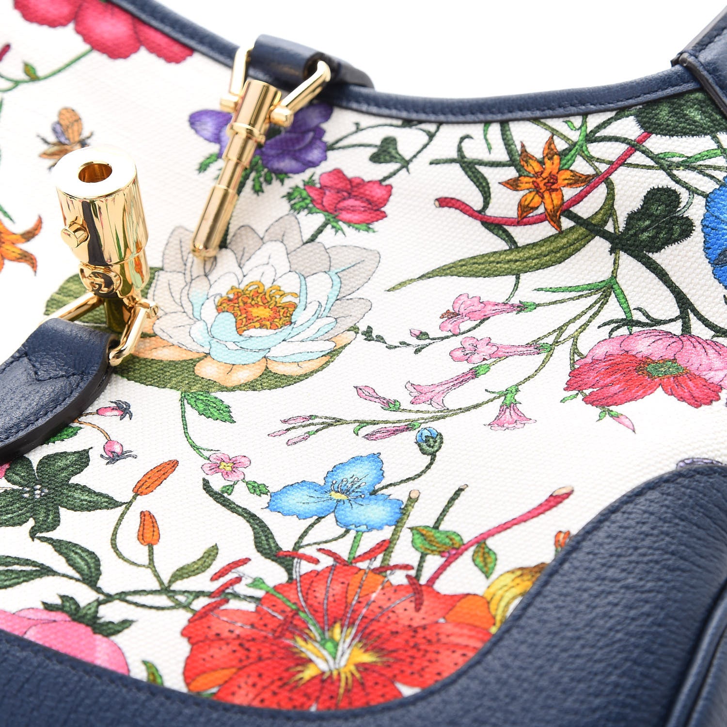 Gucci Canvas Flora Medium Jackie Hobo Blue Agata 14 of 14