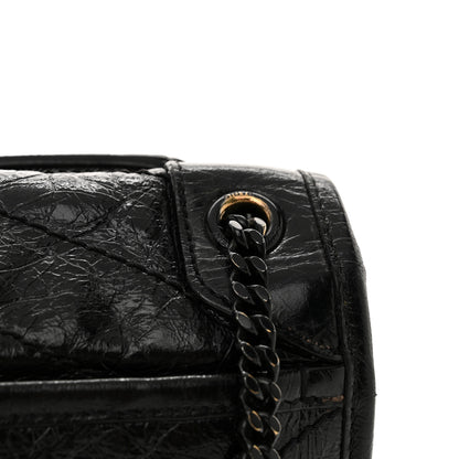Saint Laurent Crinkled Calfskin Matelasse Monogram Baby Niki Chain Satchel Black 14 of 14