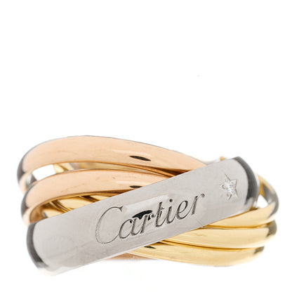 Cartier 18K Pink Yellow White Gold Diamond Trinity 6 Band Ring 51 5.75 1 of 7