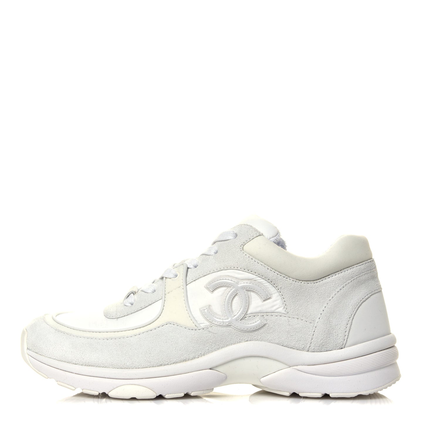 Suede Calfskin Fabric CC Sneakers 40.5 White
