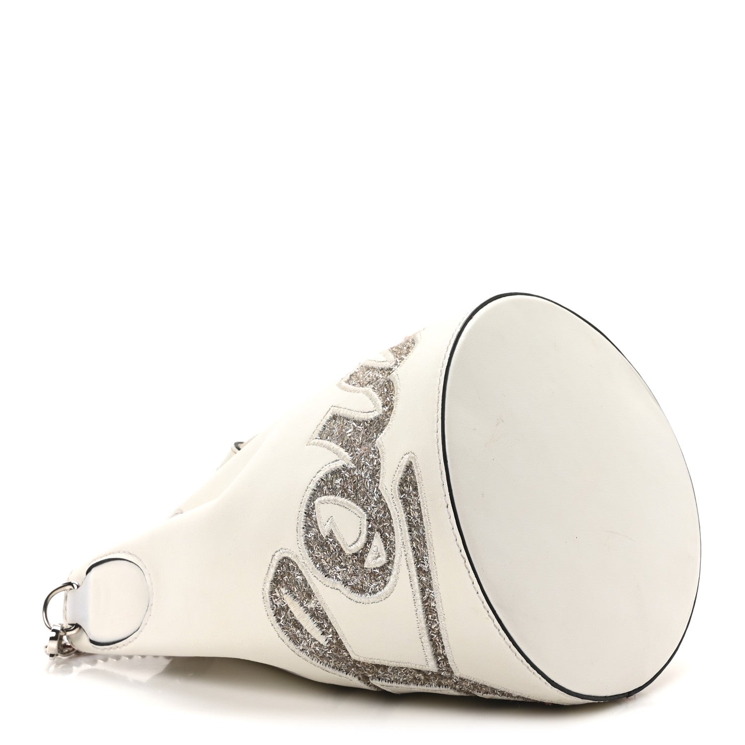 Christian Louboutin Calfskin Glitter Marie Jane Bucket White 4 of 9