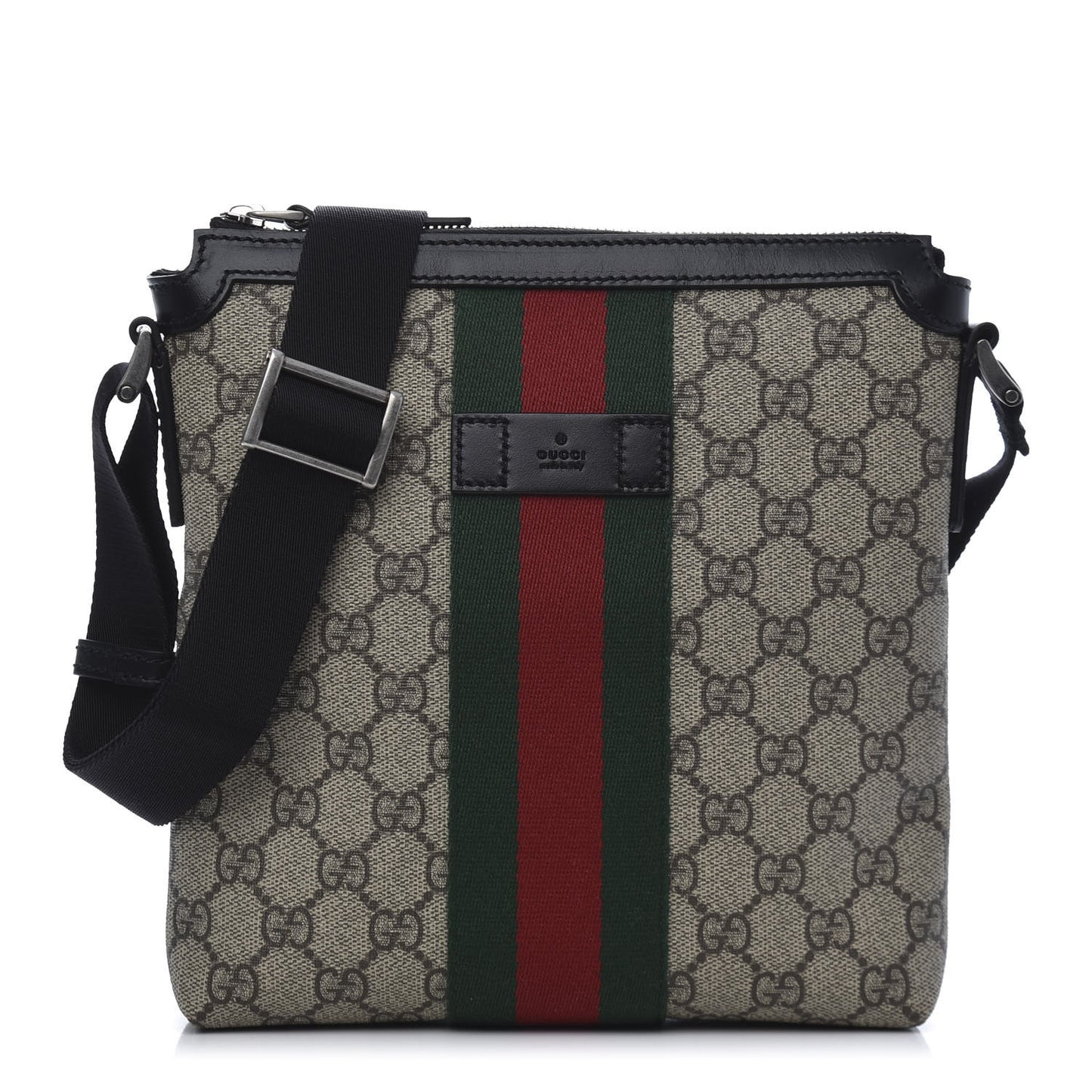 GG Supreme Monogram Web Messenger Bag Black