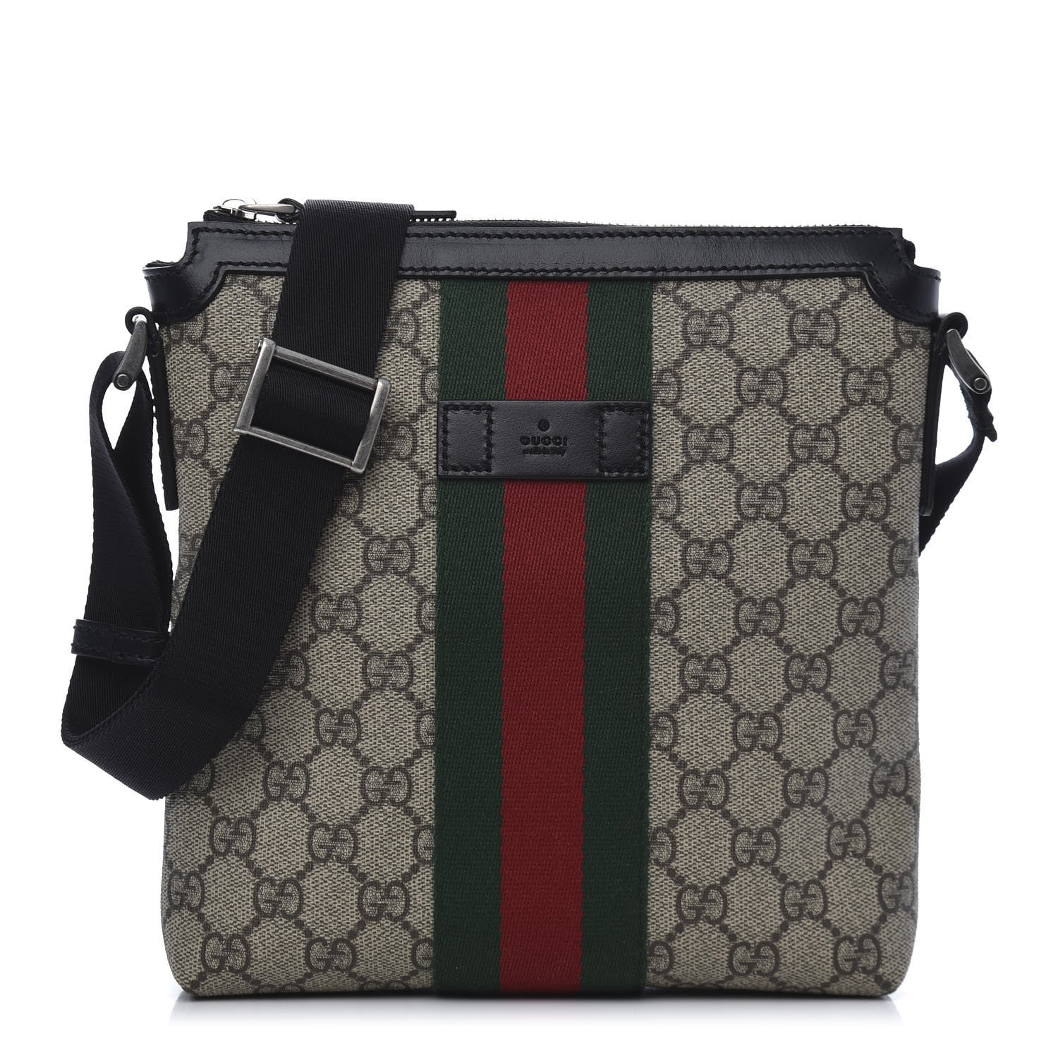 Gucci GG Supreme Monogram Web Messenger Bag Black 1 of 11