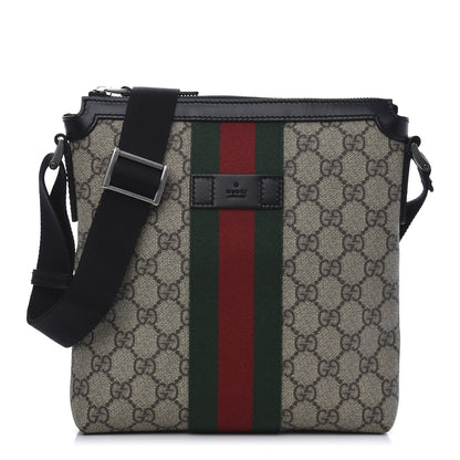 Gucci GG Supreme Monogram Web Messenger Bag Black 1 of 11