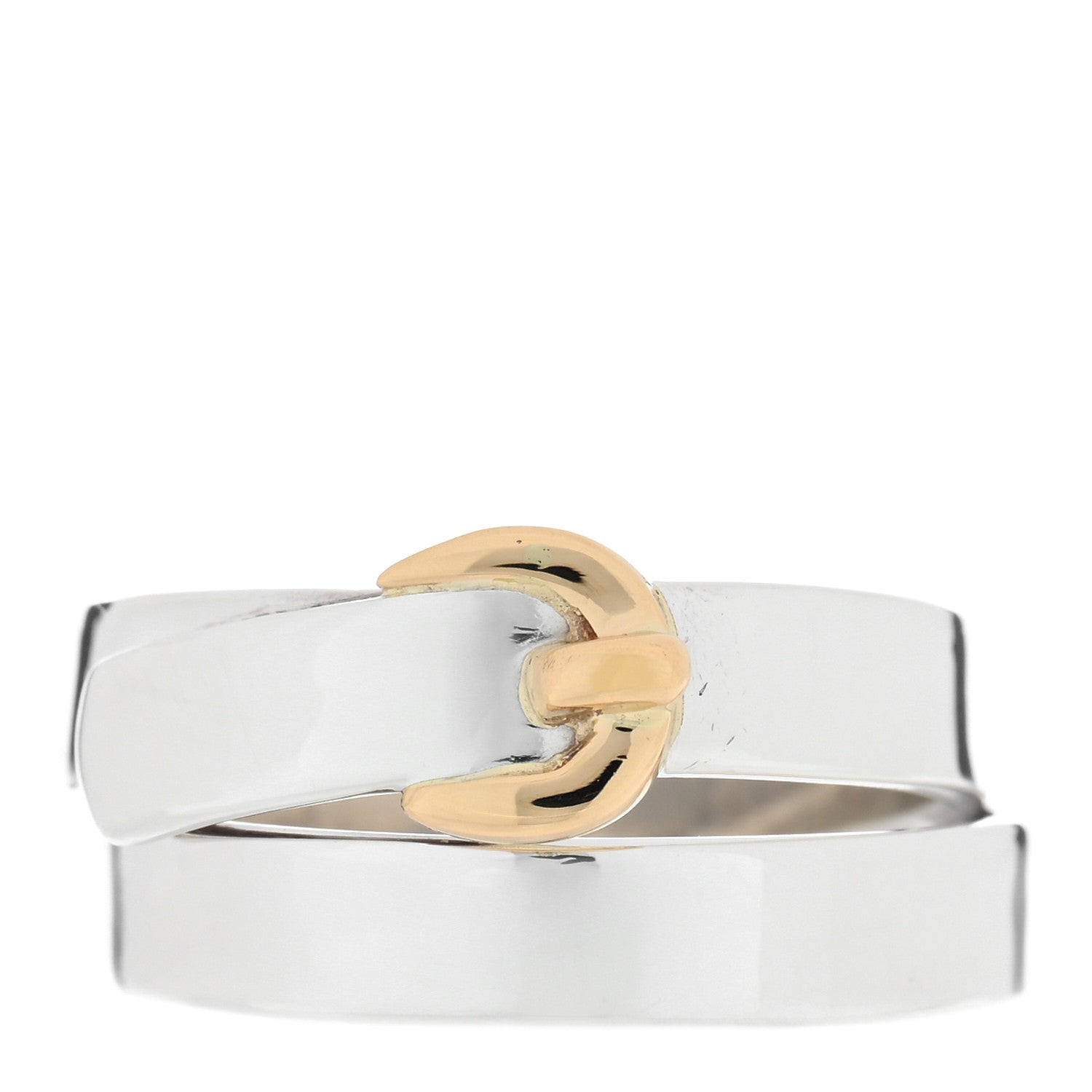 Hermes Sterling Silver 18K Yellow Gold Double Tour Buckle Ring 52 6 1 of 4