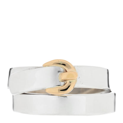 Hermes Sterling Silver 18K Yellow Gold Double Tour Buckle Ring 52 6 1 of 4