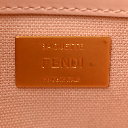 Fendi Canvas Vitello King Extra Strap FF Embroidered Baguette Baby Pink 6 of 13