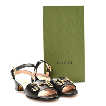 Gucci Nappa Charlotte Horsebit Block Heel 45mm Sandals 36.5 Black 8 of 8