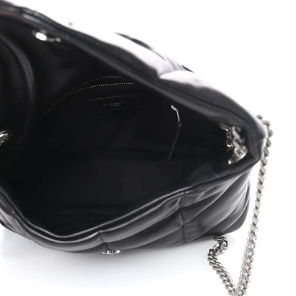 Saint Laurent Lambskin Quilted Small Loulou Puffer Monogram Chain Satchel Black 5 of 11