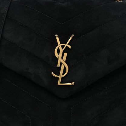 Saint Laurent Suede Calfskin Y Quilted Monogram Small Loulou Chain Satchel Black 8 of 10
