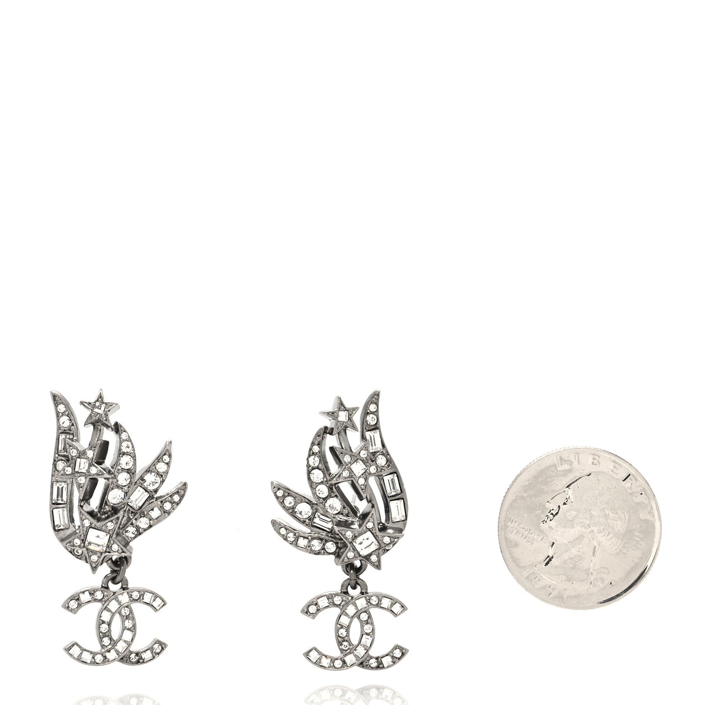 Crystal CC Star Drop Earrings Silver