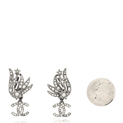 Chanel Crystal CC Star Drop Earrings Silver 2 of 4