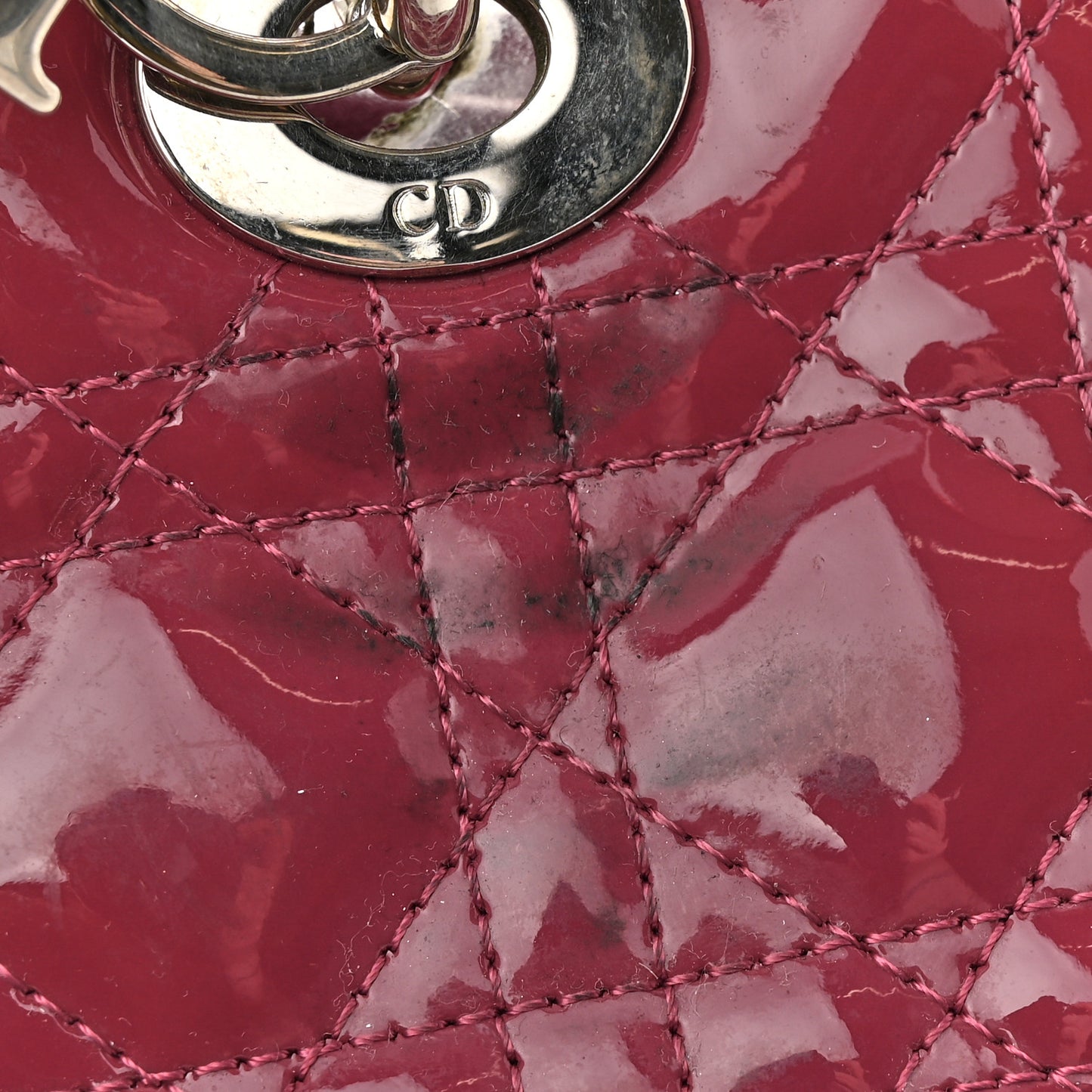 Patent Cannage Medium Lady Dior Dark Pink