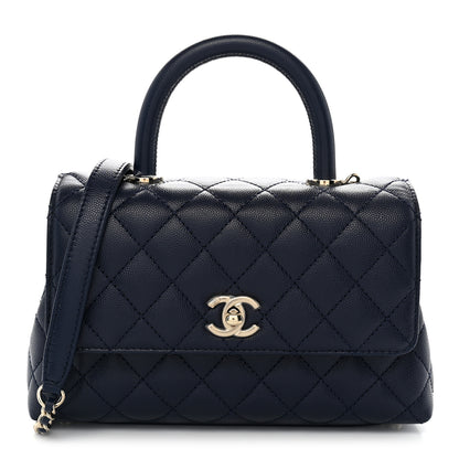 Chanel Caviar Quilted Mini Coco Handle Flap Navy Blue 1 of 11