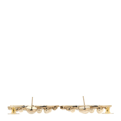 Chanel Metal Glass Pearl Strass Snowfall Drop Earrings Light Gold 3 of 5