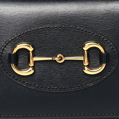 Gucci Boarded Plutone Calfskin Horsebit 1955 Flap Card Case Wallet Black 8 of 11