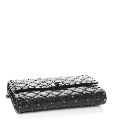 Valentino Garavani Craquele Nappa Rockstud Spike Wallet on Chain Black 3 of 9