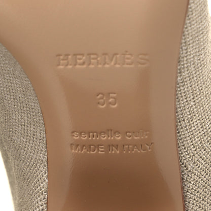 Hermes Knit Calfskin Volver 60 Ankle Boots 35 Nocciola 10 of 12