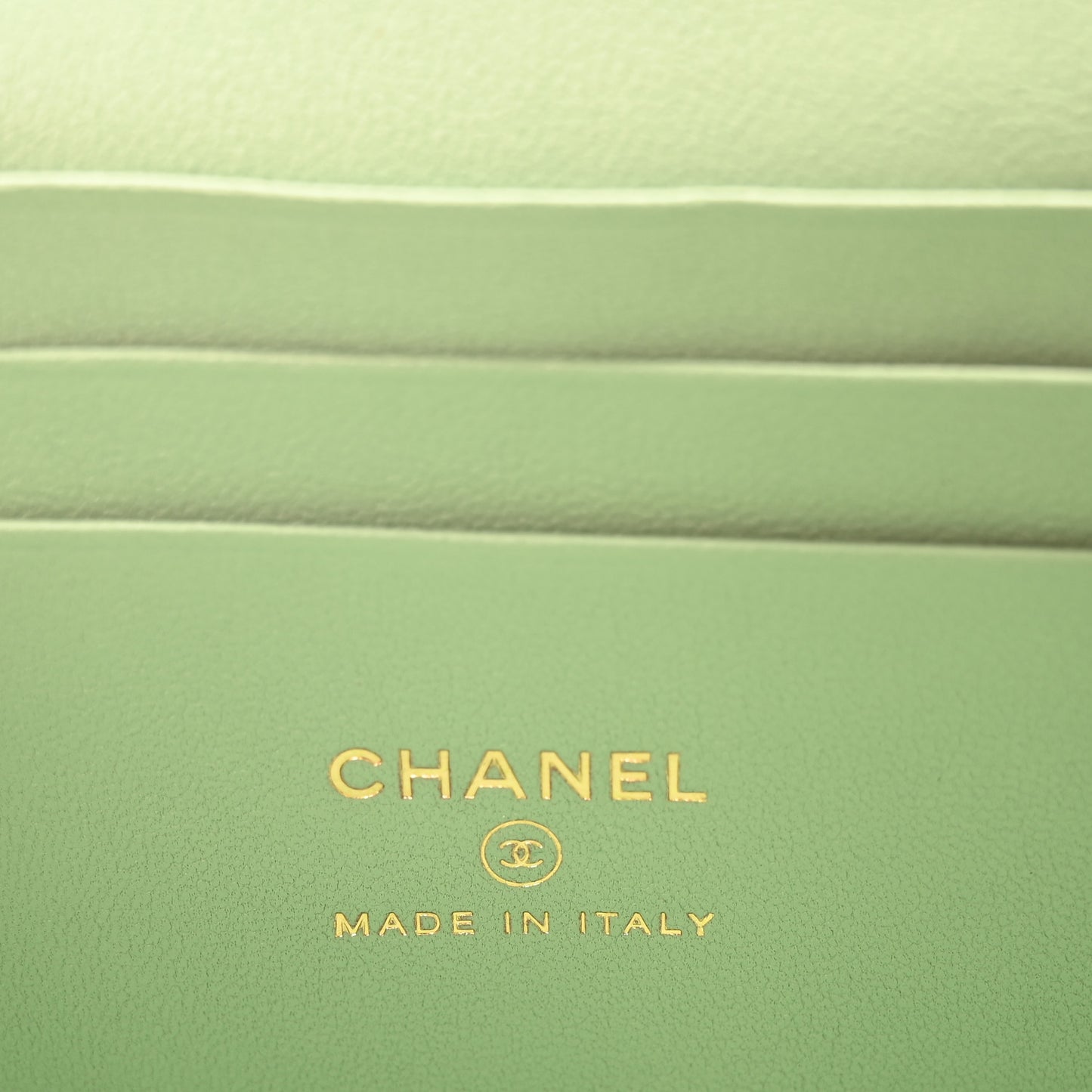 Lambskin Quilted Small Top Handle Vanity Case With Chain Lilac Light Green