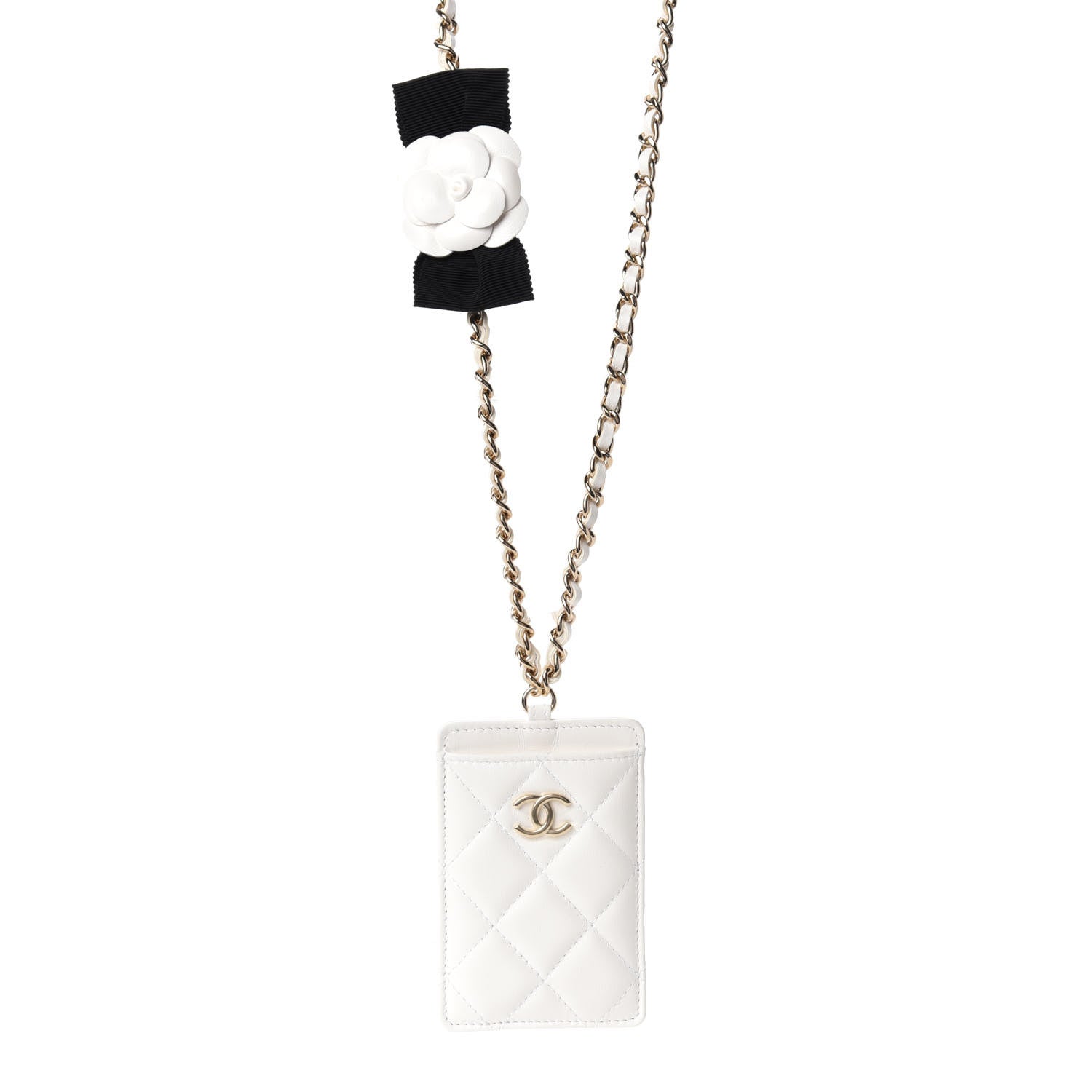 Chanel Lambskin Quilted My Chanel Lady Card Holder On Chain White 1 of 11