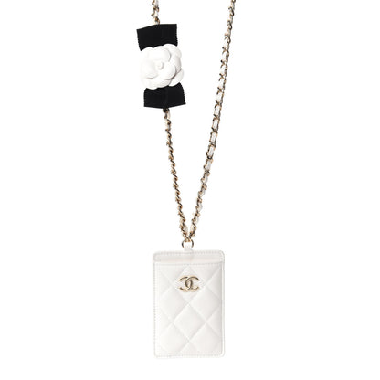 Chanel Lambskin Quilted My Chanel Lady Card Holder On Chain White 1 of 11