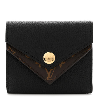 Louis Vuitton Grained Calfskin Monogram Double V Compact Wallet Black 1 of 8