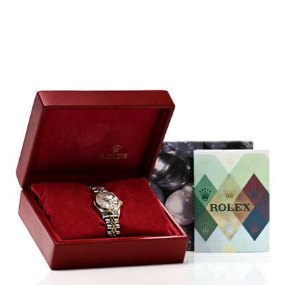 Rolex Stainless Steel 18K Yellow Gold Diamond Mother of Pearl 26mm Oyster Perpetual Datejust Watch 79173 5 of 5