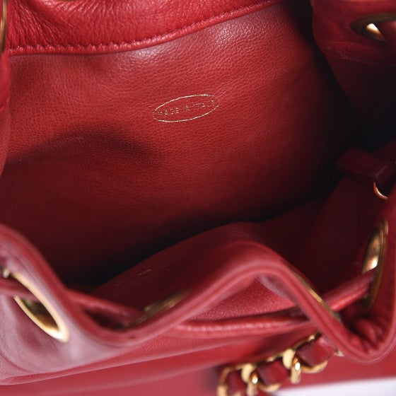 Chanel Lambskin Drawstring CC Shoulder Bag Red 7 of 8