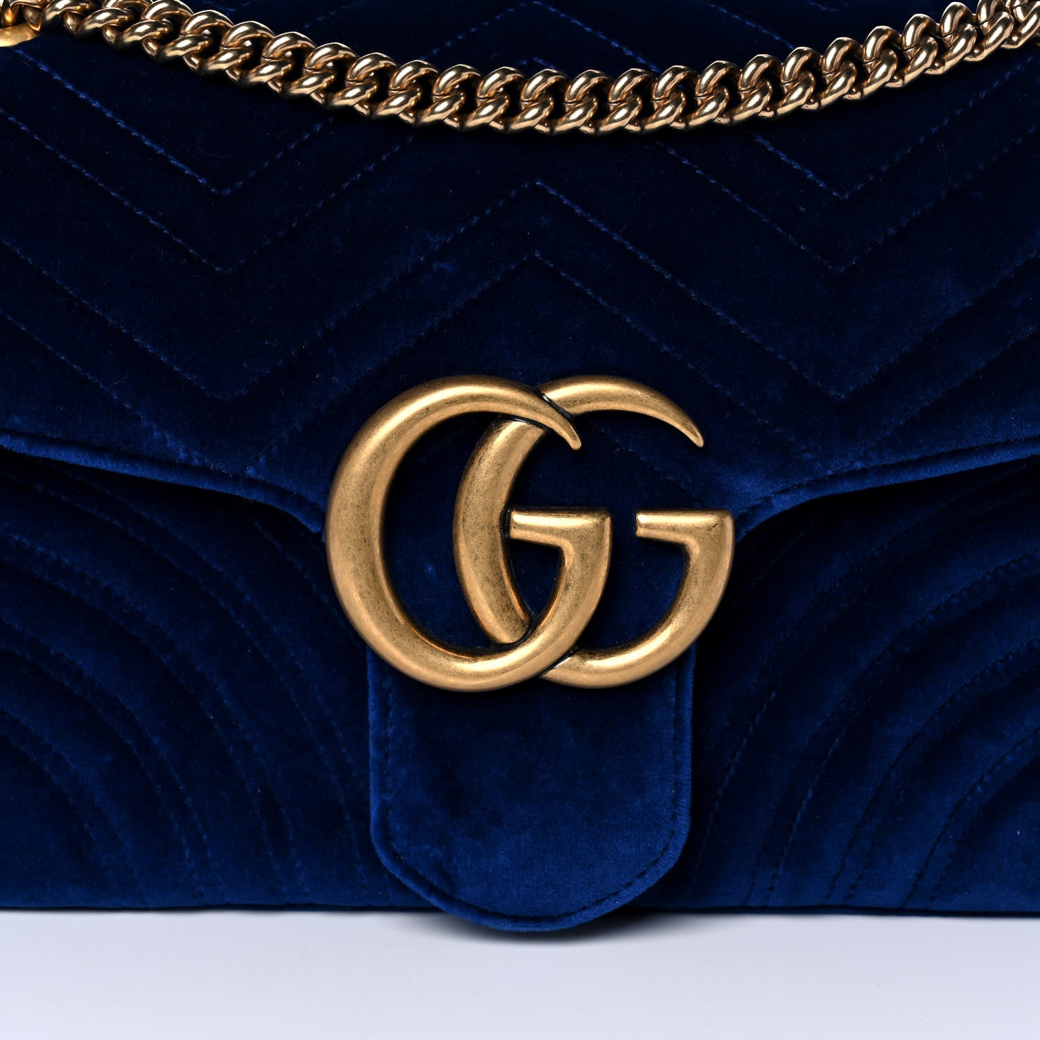 Gucci Velvet Matelasse Medium GG Marmont Shoulder Bag Cobalt Blue 9 of 12