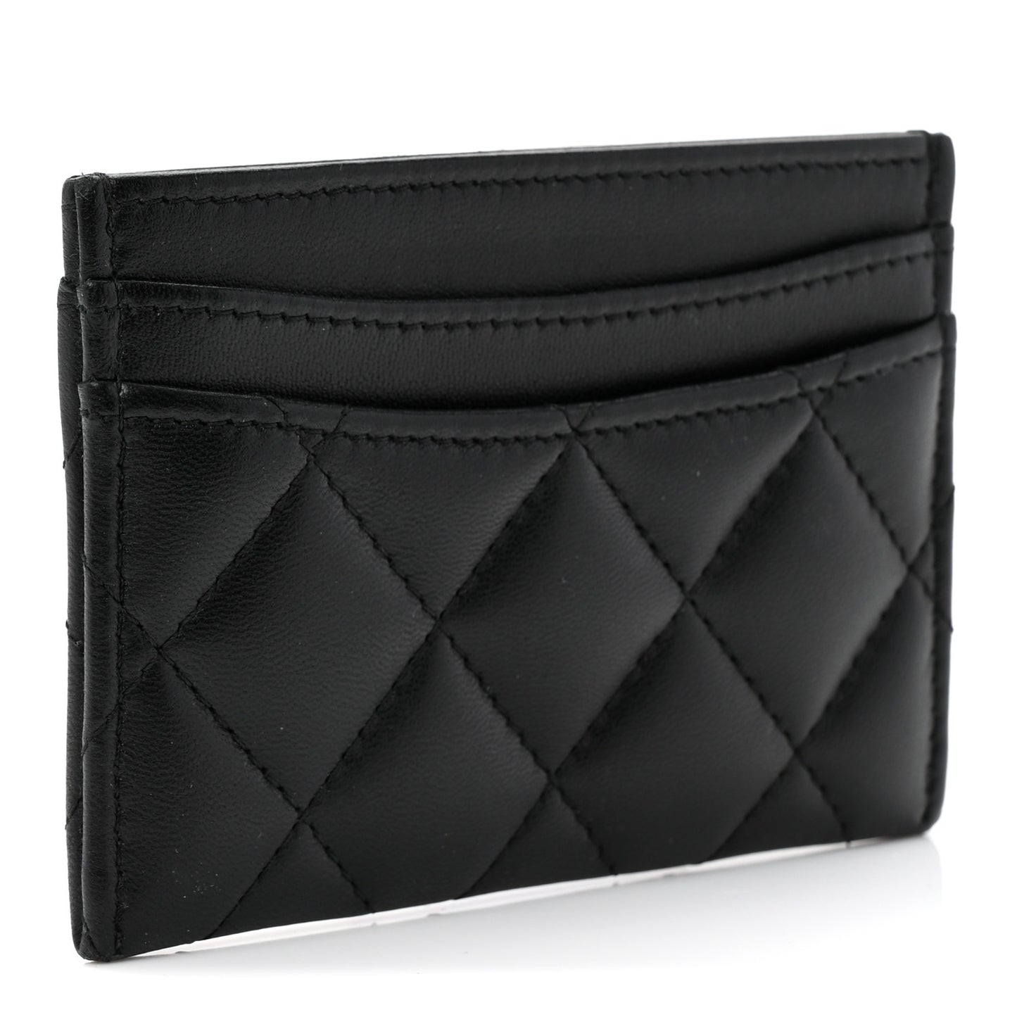Pearly Lambskin Quilted Card Holder So Black
