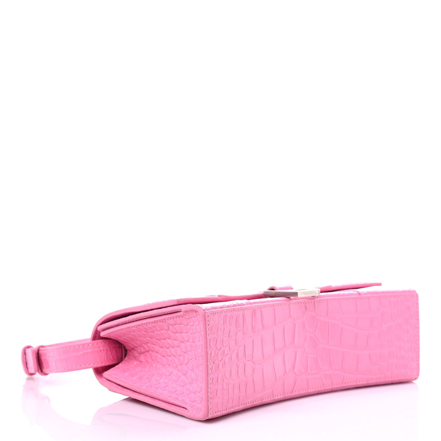 Shiny Calfskin Crocodile Embossed Small Hourglass Sling Shoulder Bag Baby Pink