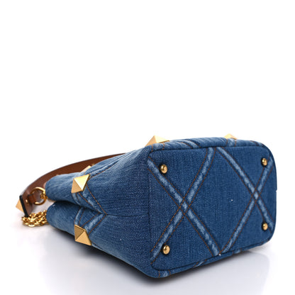 Valentino Garavani Denim Small Roman Stud The Handle Bag Light Denim Selleria 5 of 10