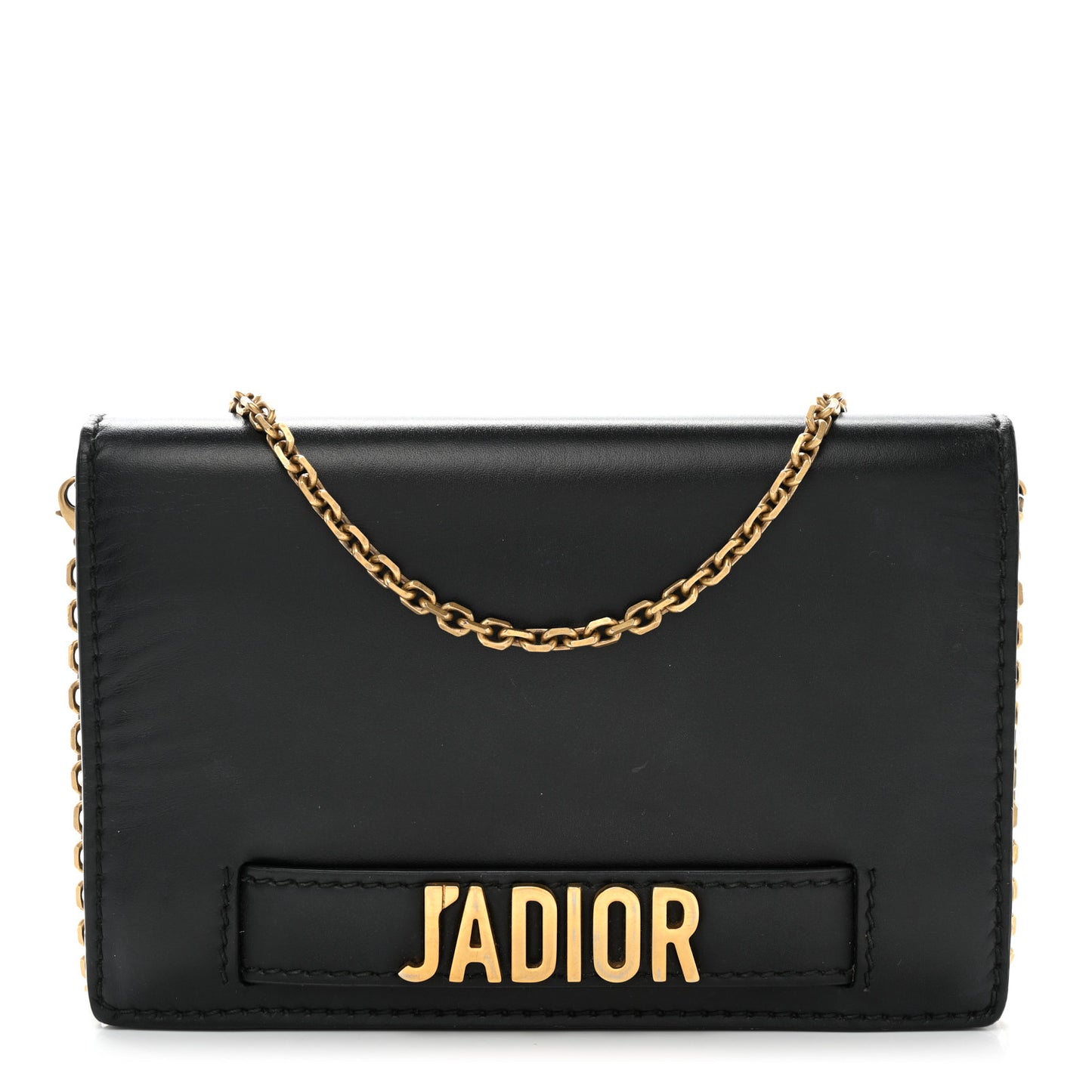 Calfskin J'Adior Wallet on Chain Pouch Black