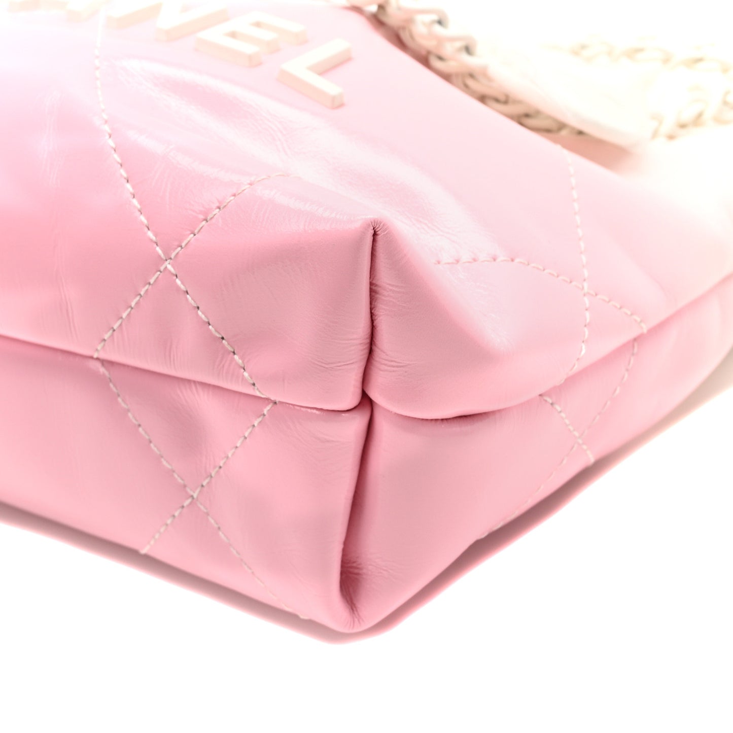 Patent Gradient Calfskin Quilted Mini Chanel 22 White Light Pink
