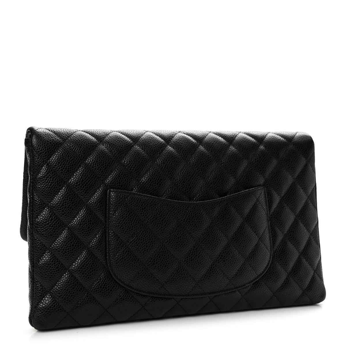 Caviar Quilted Flap Clutch Black
