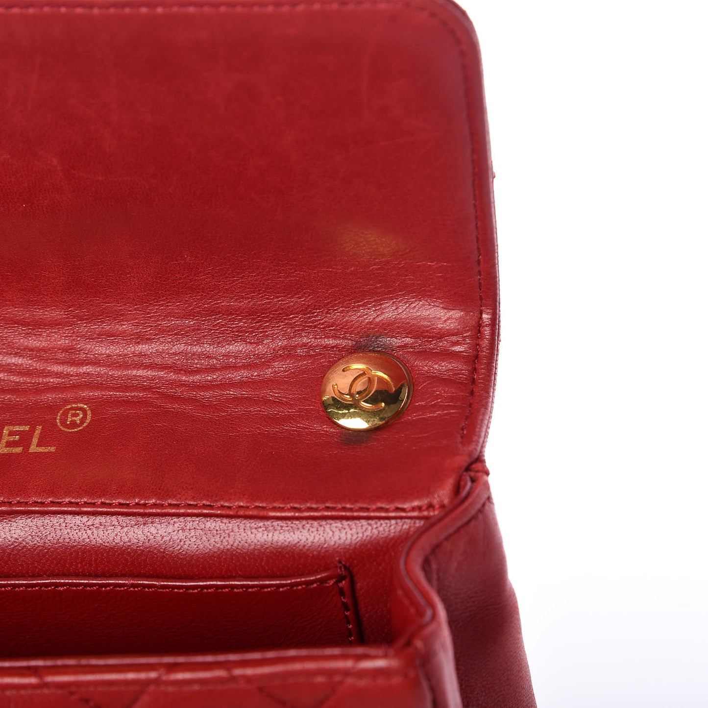 Lambskin Quilted Mini Flap Red