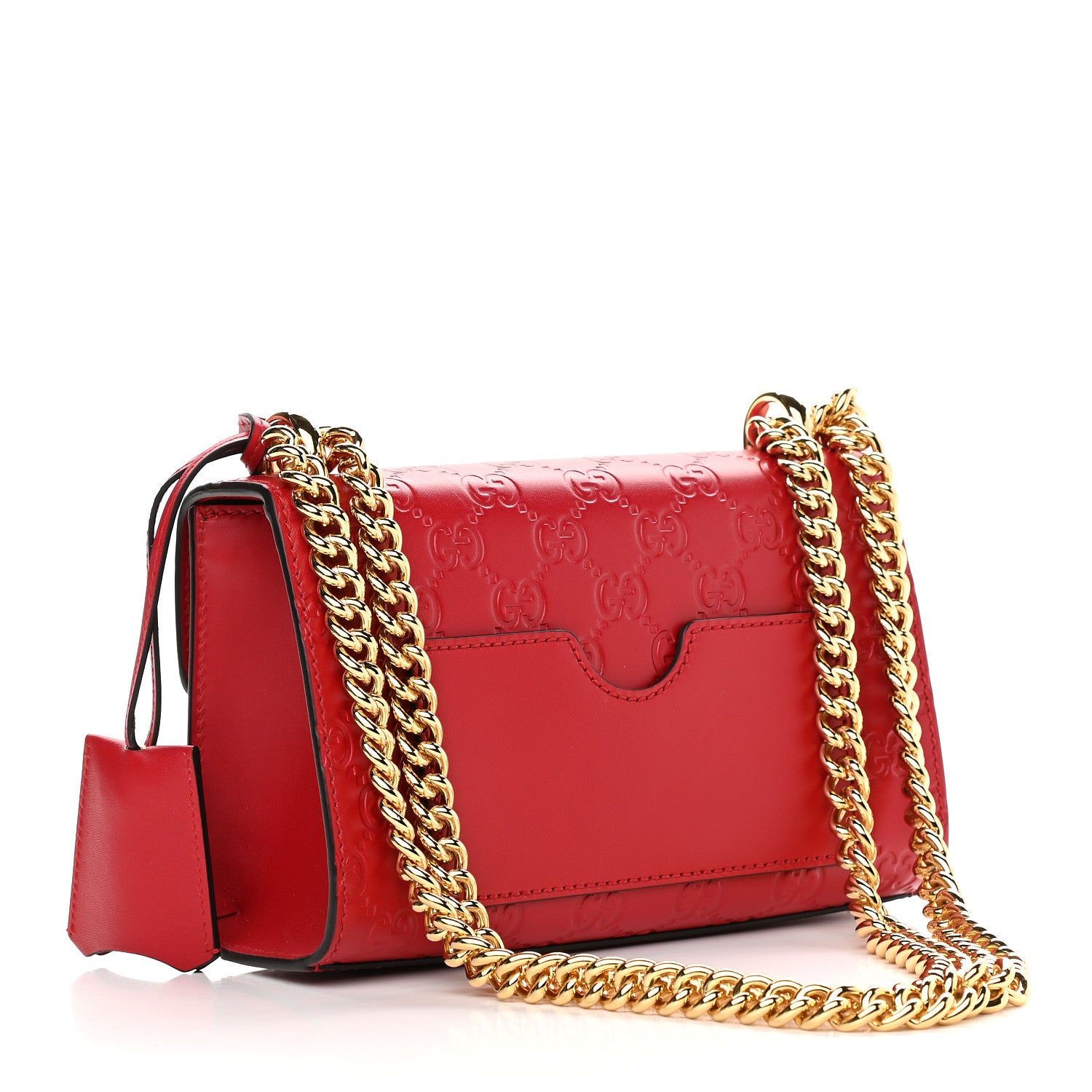 Gucci Guccissima Small Padlock Shoulder Bag Hibiscus Red 3 of 9