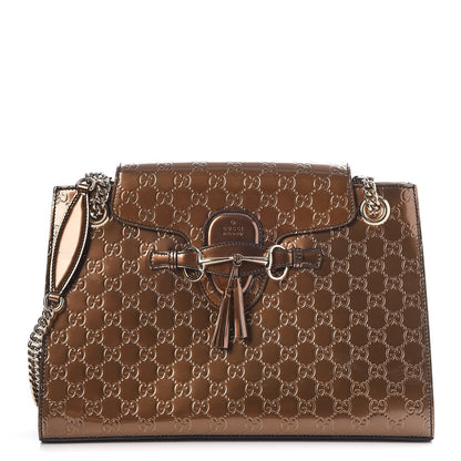 Gucci Shine Guccissima Large Emily Chain Shoulder Bag Acero 1 of 9