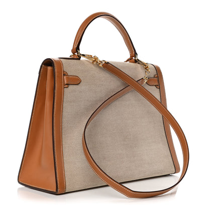 Hermes Peau Porc Toile Kelly Sellier 32 Gold 6 of 29